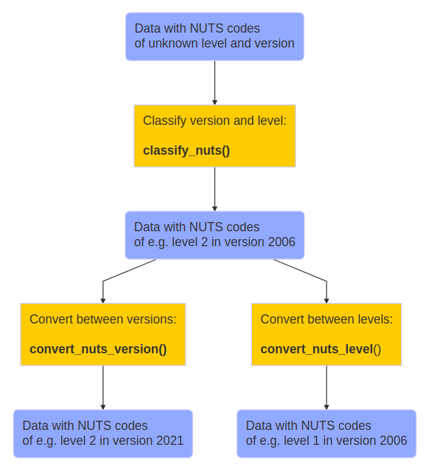 Flow diagram that shows that conversion functions are run after classification.